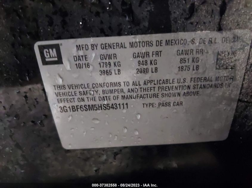 2017 CHEVROLET CRUZE PREMIER - 3G1BF6SM5HS543111