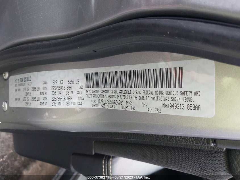 VIN 1C4PJLAB2HW654701 2017 JEEP CHEROKEE ALTITUDE