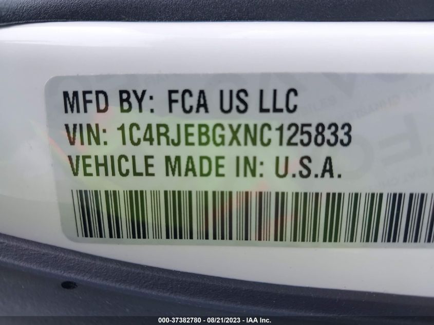 2022 JEEP GRAND CHEROKEE WK LIMITED - 1C4RJEBGXNC125833