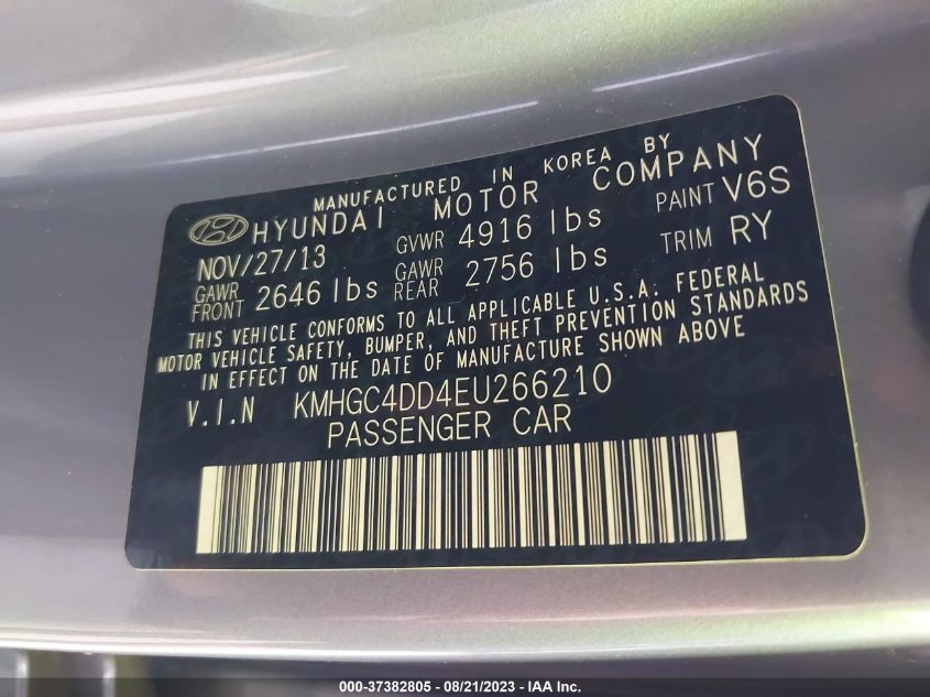 2014 HYUNDAI GENESIS 3.8L - KMHGC4DD4EU266210