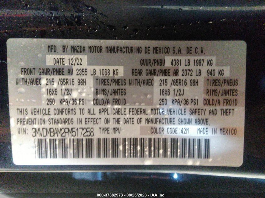 2023 MAZDA CX-30 - 3MVDMBAM2PM517258