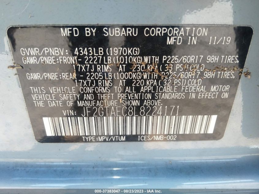 2020 SUBARU CROSSTREK PREMIUM - JF2GTAEC8L8224171