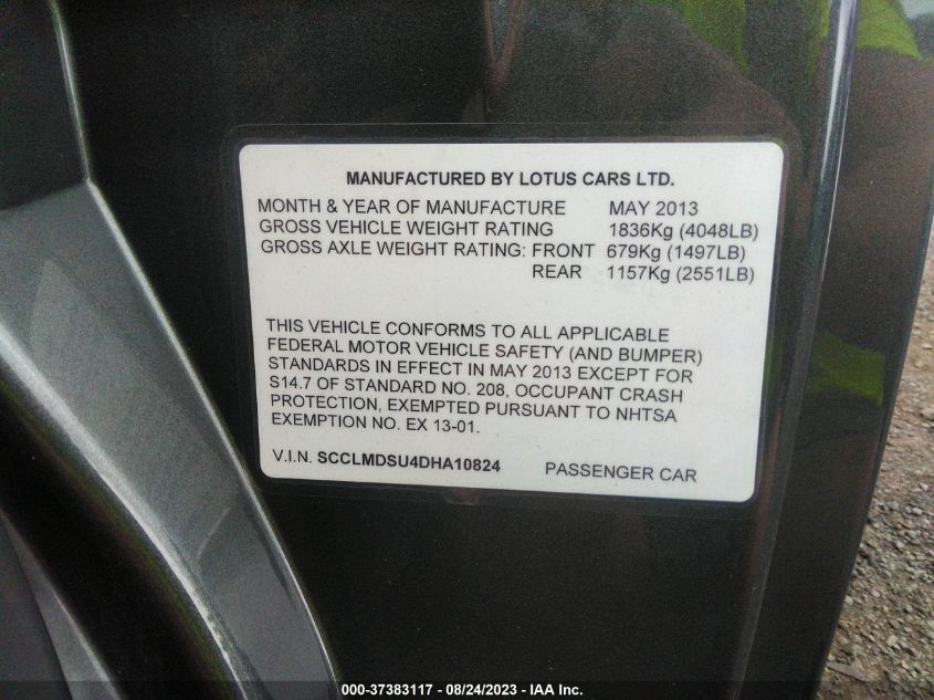 2013 LOTUS EVORA S 2+2 SCCLMDSU4DHA10824