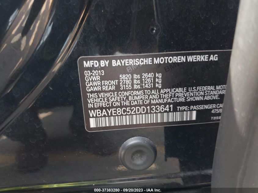 2013 BMW 7 SERIES 750LI WBAYE8C52DD133641
