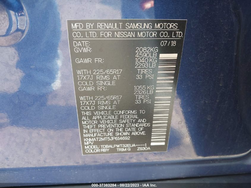 2018 NISSAN ROGUE S - KNMAT2MT5JP614692