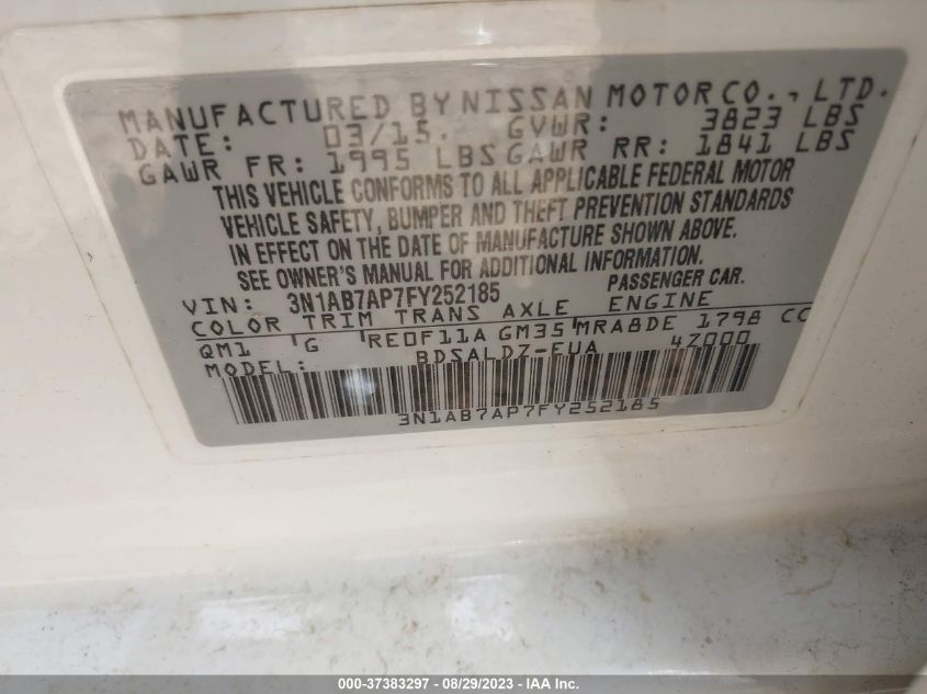 2015 NISSAN SENTRA SR/SL/S/SV/FE+ S - 3N1AB7AP7FY252185
