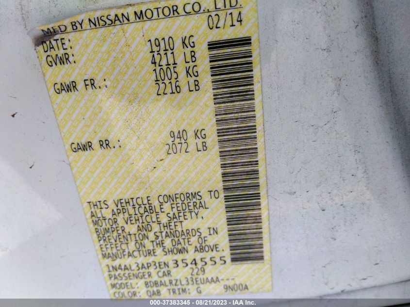 2014 NISSAN ALTIMA 2.5 - 1N4AL3AP3EN354555