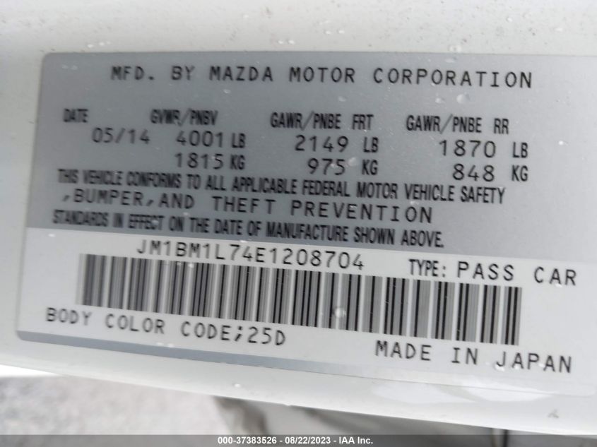 2014 MAZDA MAZDA3 I TOURING - JM1BM1L74E1208704