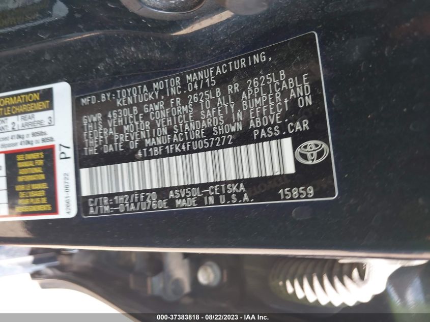 2015 TOYOTA CAMRY SE - 4T1BF1FK4FU057272