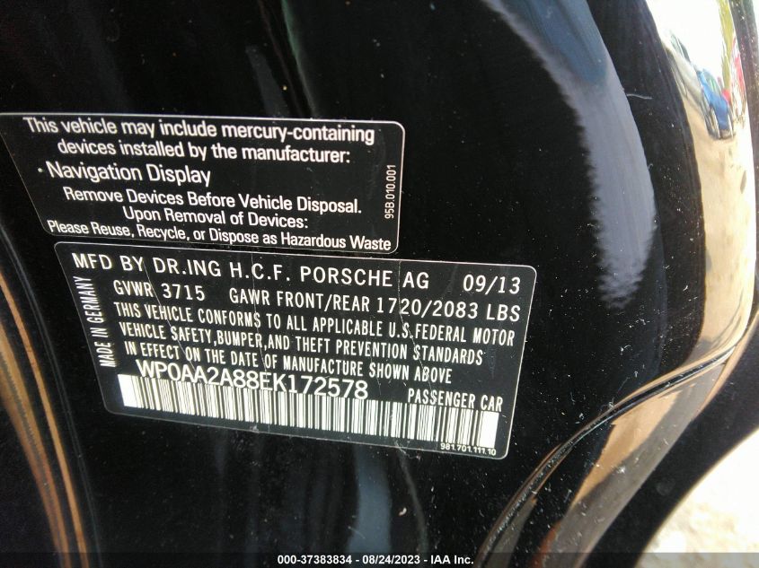 2014 PORSCHE CAYMAN WP0AA2A88EK172578
