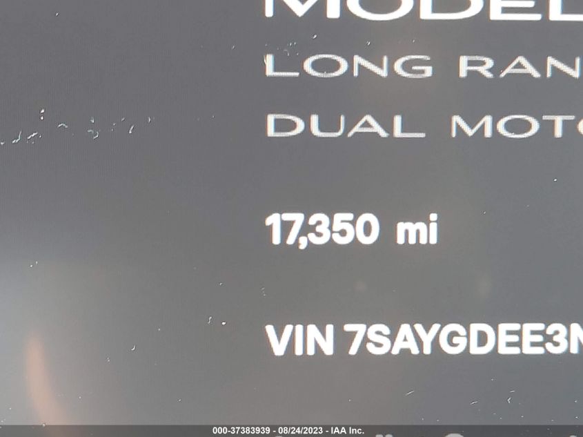 2022 TESLA MODEL Y LONG RANGE - 7SAYGDEE3NF370526