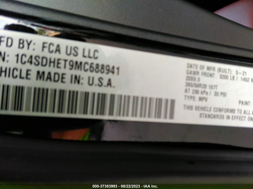 2021 DODGE DURANGO CITADEL - 1C4SDHET9MC688941
