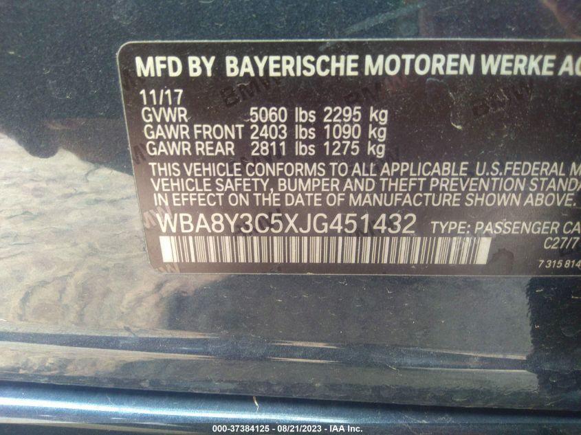 2018 BMW 340I GRAN TURISMO XDRIVE - WBA8Y3C5XJG451432
