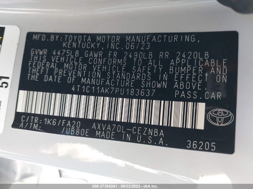 2023 TOYOTA CAMRY LE - 4T1C11AK7PU183637