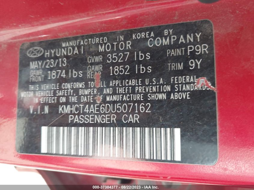 2013 HYUNDAI ACCENT GLS - KMHCT4AE6DU507162
