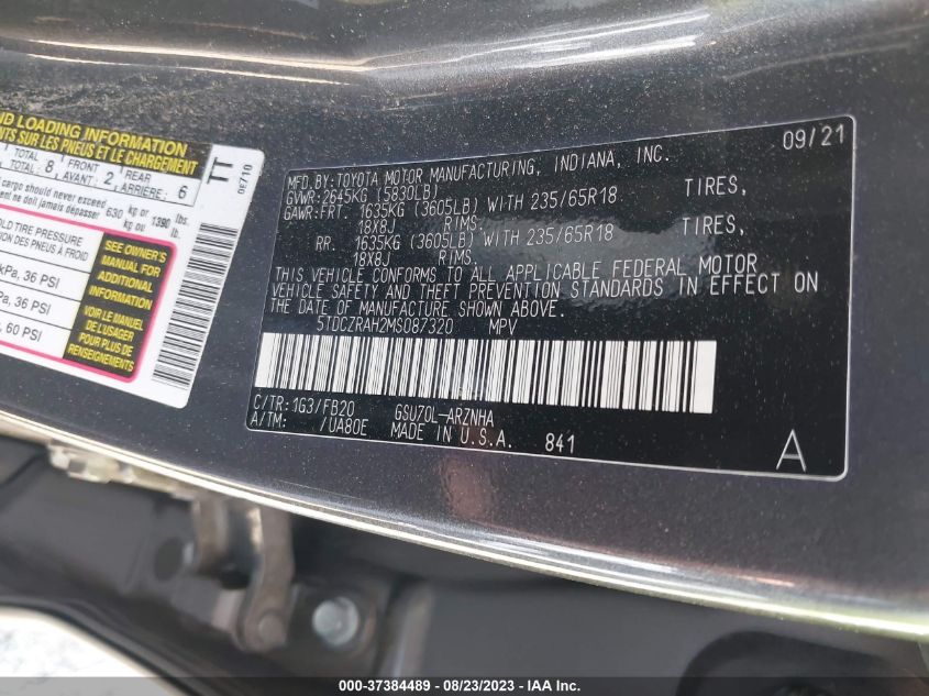 2021 TOYOTA HIGHLANDER L - 5TDCZRAH2MS087320
