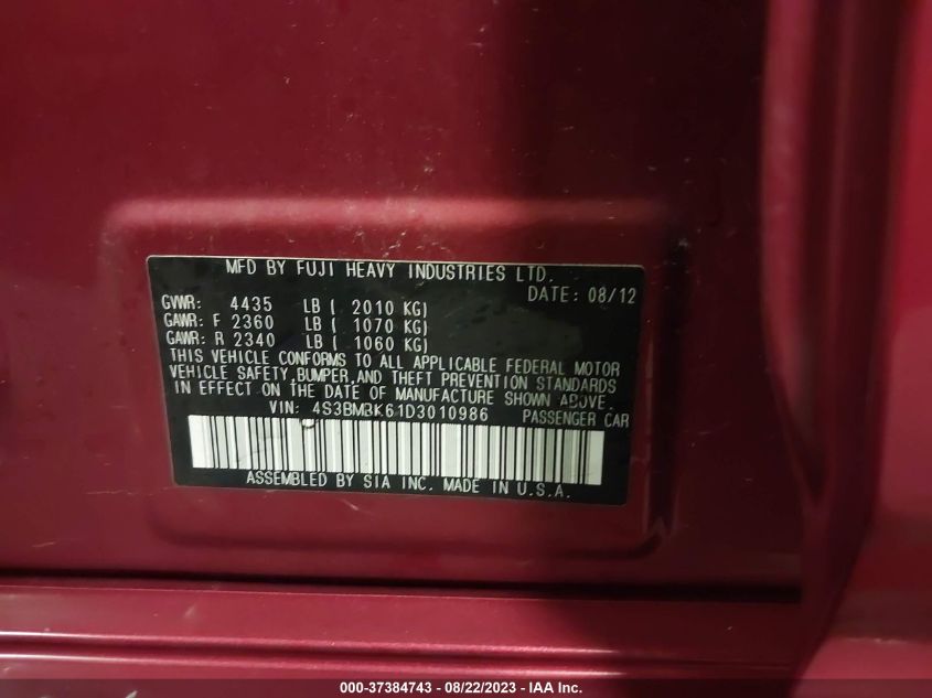 2013 SUBARU LEGACY 2.5I LIMITED - 4S3BMBK61D3010986
