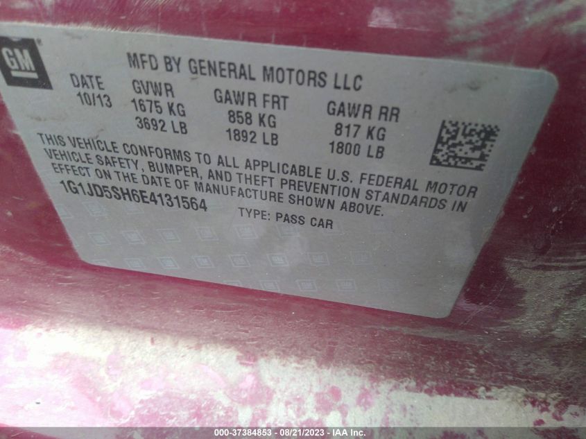 2014 CHEVROLET SONIC LT - 1G1JD5SH6E4131564