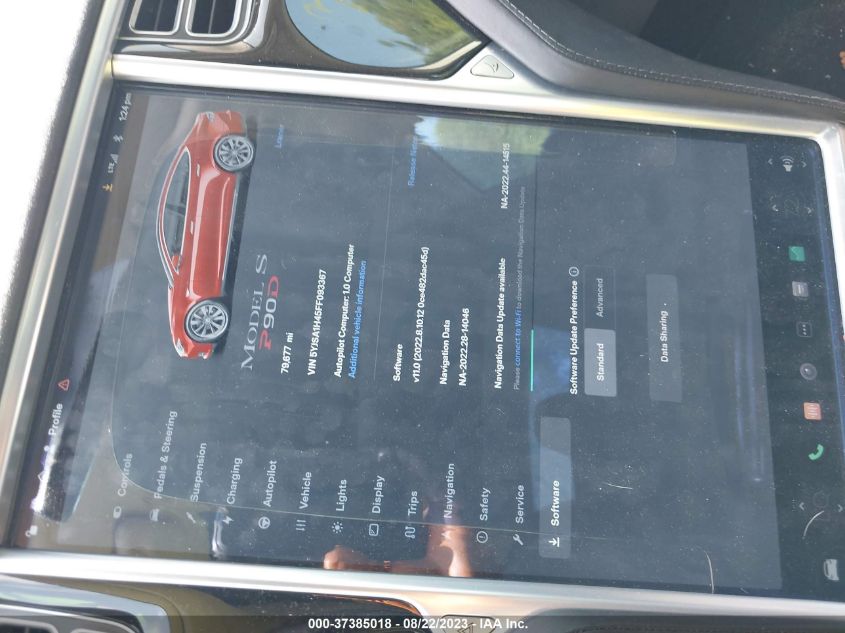 2015 TESLA MODEL S 85D/P85D/90D/P90D - 5YJSA1H45FF093367