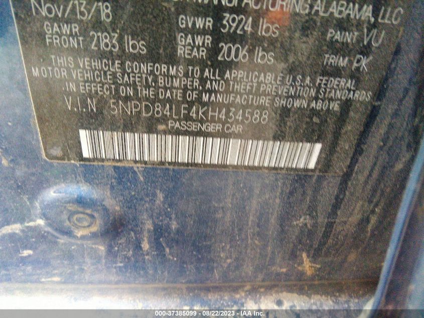 2019 HYUNDAI ELANTRA SEL - 5NPD84LF4KH434588