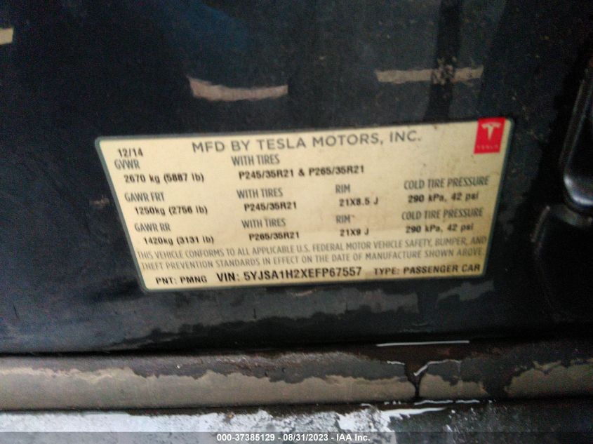 2014 TESLA MODEL S - 5YJSA1H2XEFP67557