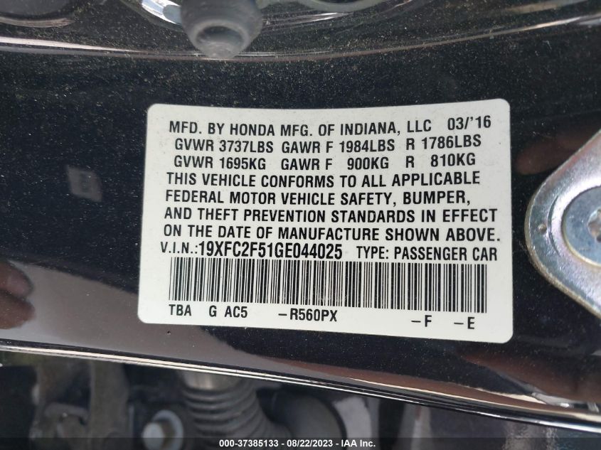 2016 HONDA CIVIC SEDAN LX - 19XFC2F51GE044025