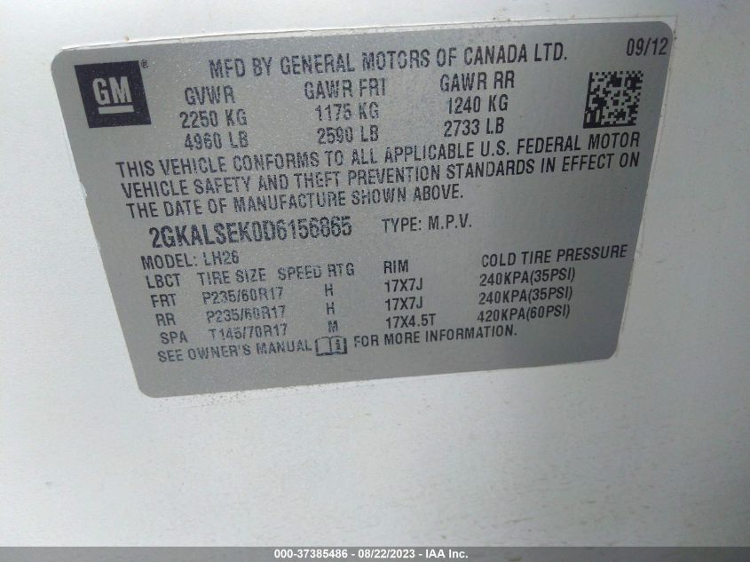 2013 GMC TERRAIN SLE - 2GKALSEK0D6156865