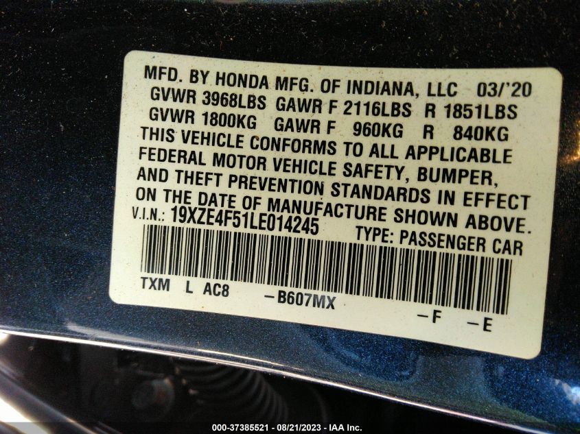 2020 HONDA INSIGHT EX - 19XZE4F51LE014245