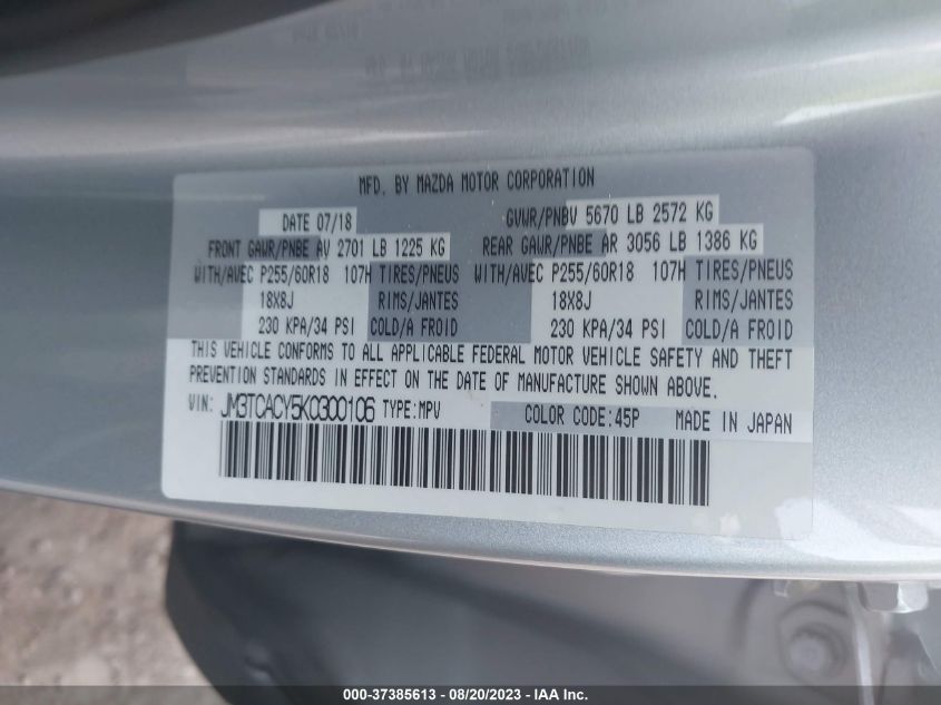 2019 MAZDA CX-9 TOURING - JM3TCACY5K0300106