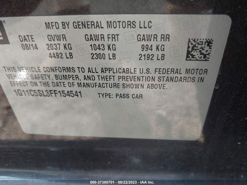 2015 CHEVROLET MALIBU LT - 1G11C5SL3FF154541