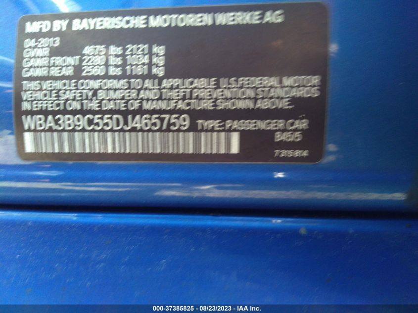 2013 BMW 3 SERIES 335I XDRIVE - WBA3B9C55DJ465759