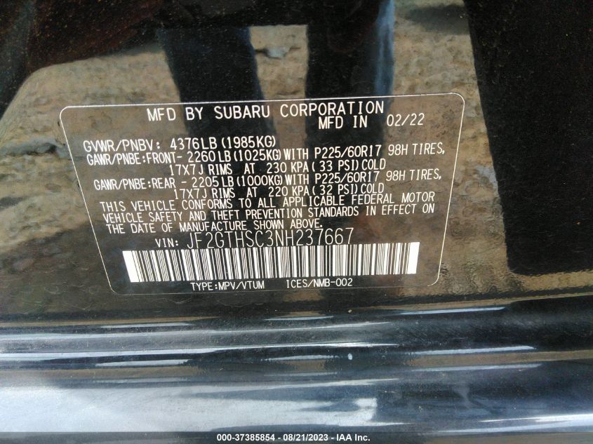 2022 SUBARU CROSSTREK SPORT - JF2GTHSC3NH237667