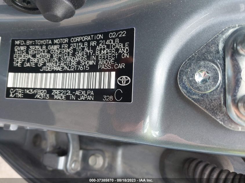2022 TOYOTA COROLLA LE - JTDEPMAE7NJ217615