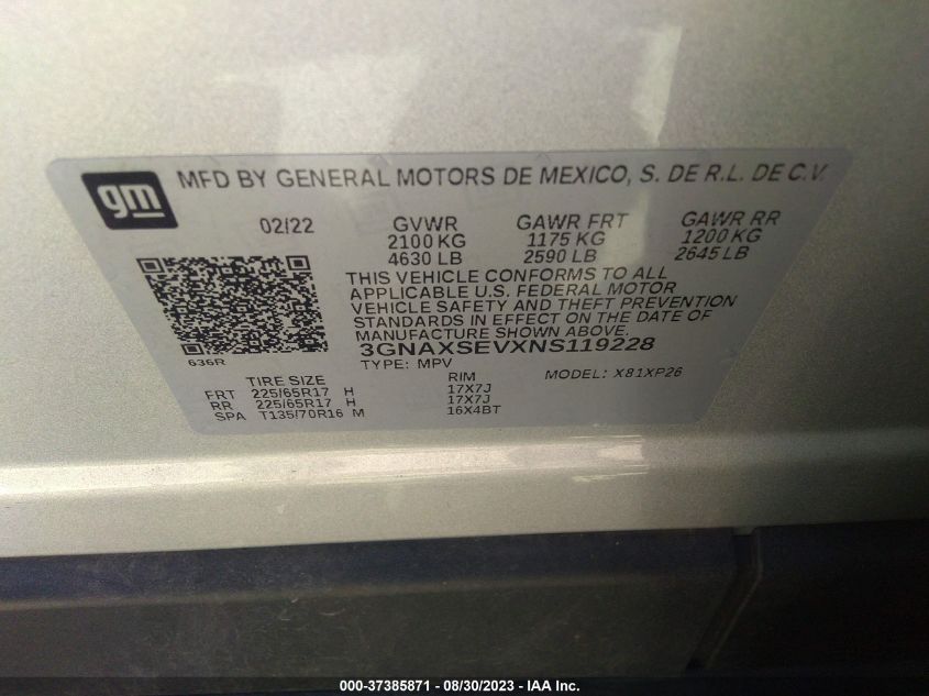 2022 CHEVROLET EQUINOX LS - 3GNAXSEVXNS119228