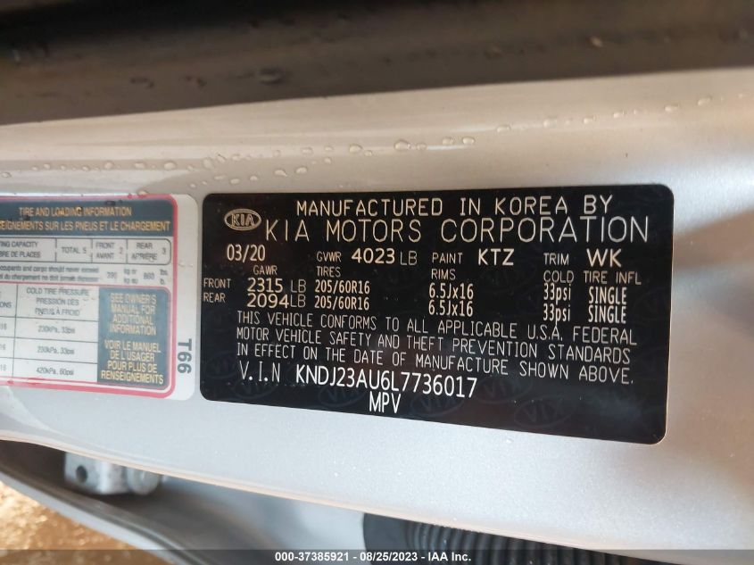 2020 KIA SOUL LX/X LINE/S - KNDJ23AU6L7736017