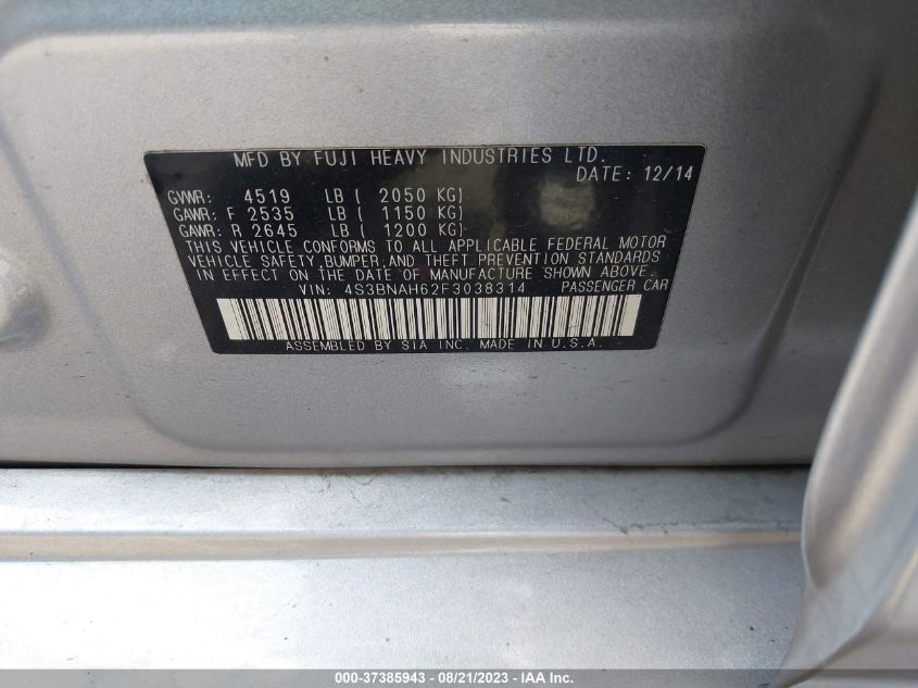 2015 SUBARU LEGACY 2.5I PREMIUM - 4S3BNAH62F3038314