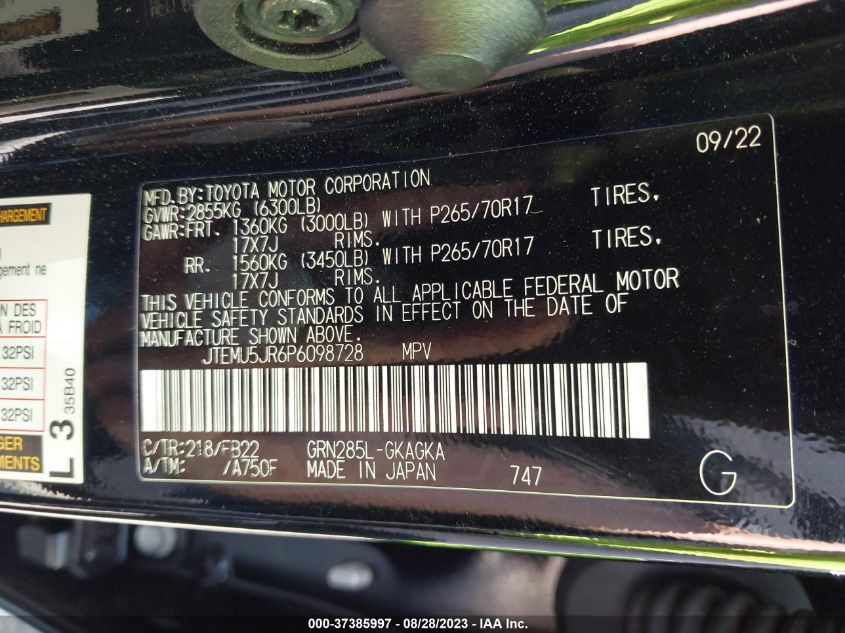 2023 TOYOTA 4RUNNER SR5 - JTEMU5JR6P6098728
