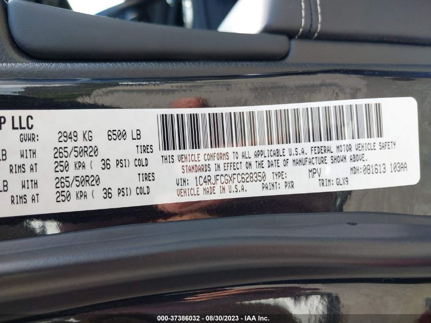 2015 JEEP GRAND CHEROKEE OVERLAND - 1C4RJFCGXFC628350