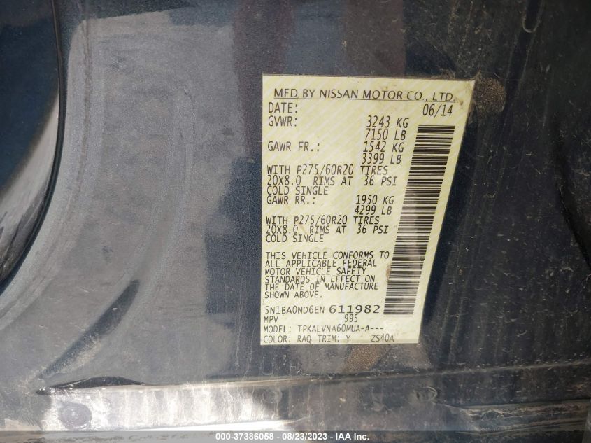 2014 NISSAN ARMADA SL - 5N1BA0ND6EN611982