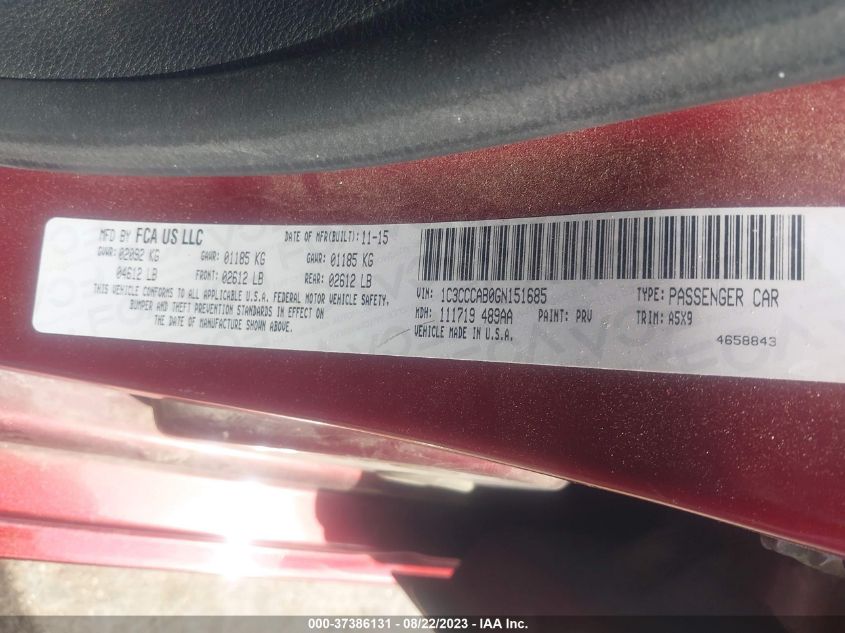 2016 CHRYSLER 200 LIMITED - 1C3CCCAB0GN151685