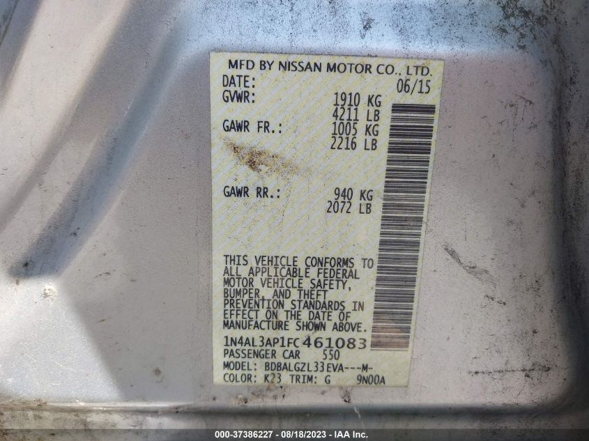 2015 NISSAN ALTIMA 2.5 S - 1N4AL3AP1FC461083