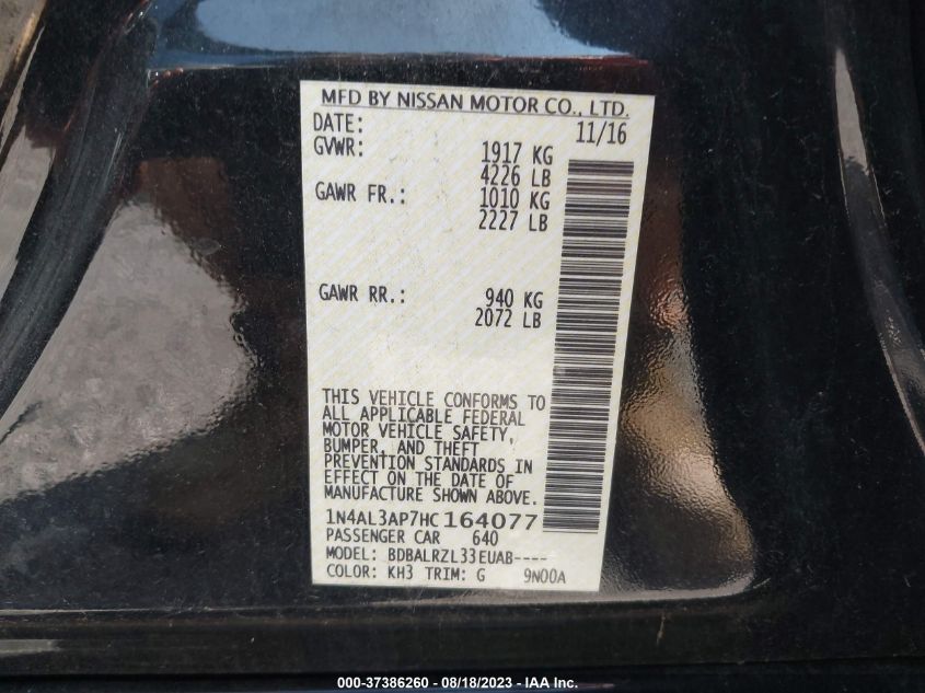 2017 NISSAN ALTIMA 2.5 SL - 1N4AL3AP7HC164077