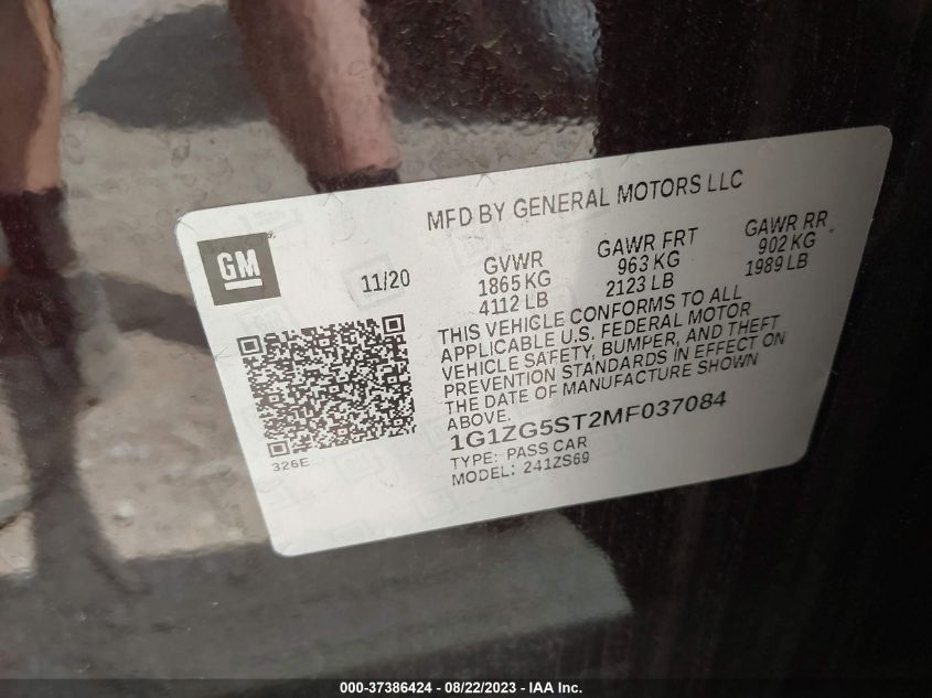 2021 CHEVROLET MALIBU RS - 1G1ZG5ST2MF037084