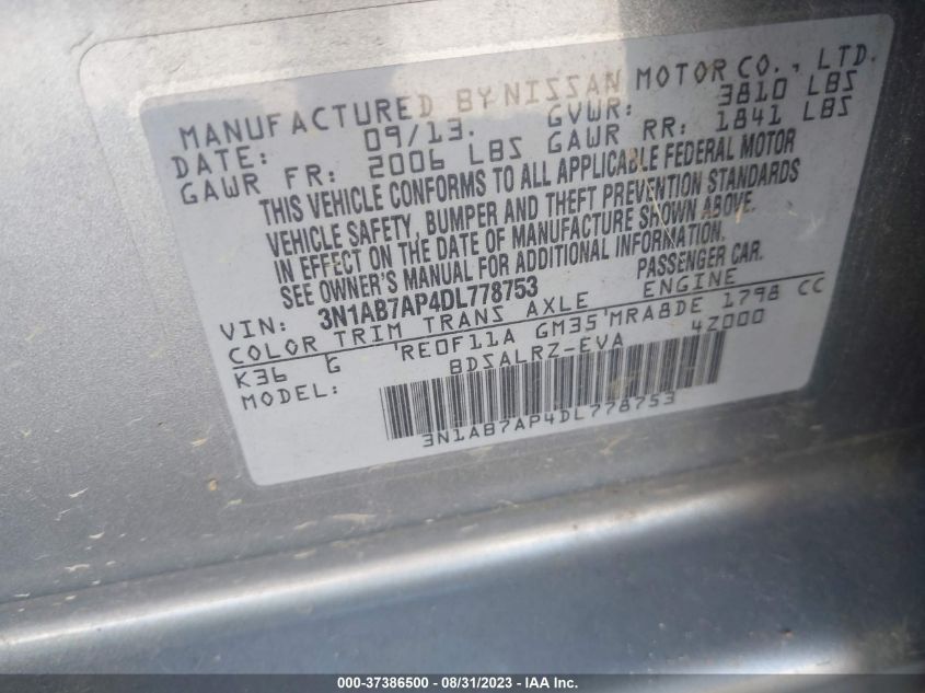 2013 NISSAN SENTRA SR - 3N1AB7AP4DL778753