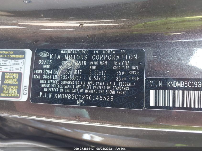 2016 KIA SEDONA LX - KNDMB5C19G6146529