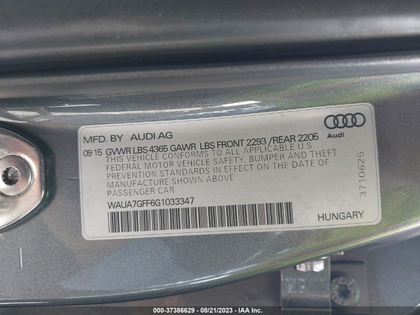 2016 AUDI A3 PREMIUM - WAUA7GFF6G1033347