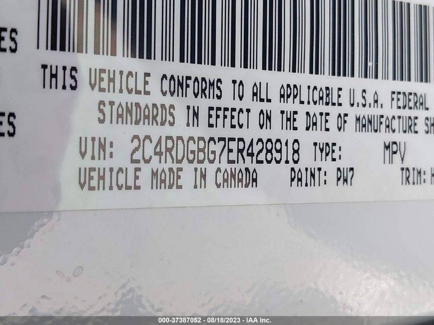 2014 DODGE GRAND CARAVAN SE - 2C4RDGBG7ER428918