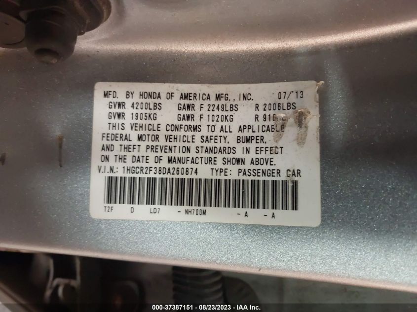 2013 HONDA ACCORD LX - 1HGCR2F38DA260874