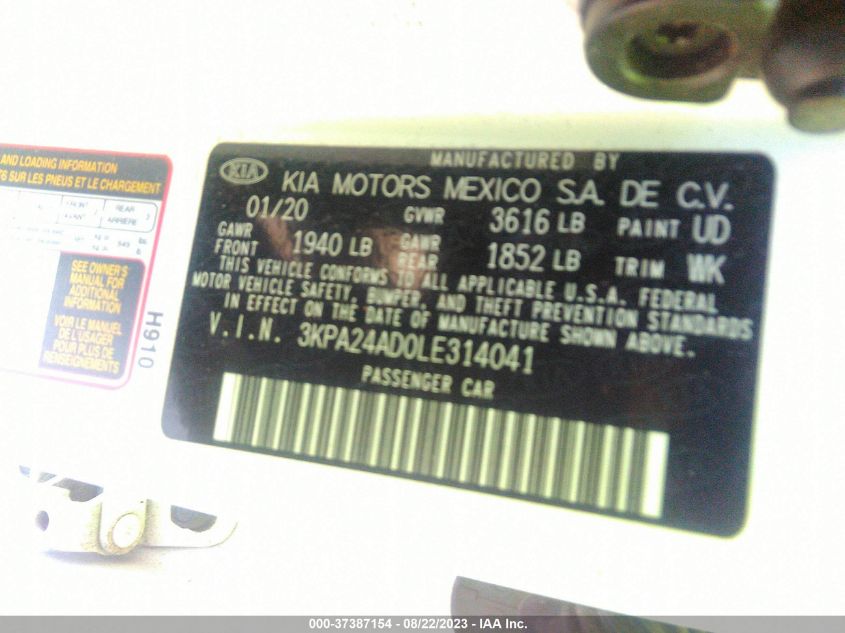 2020 KIA RIO S - 3KPA24AD0LE314041