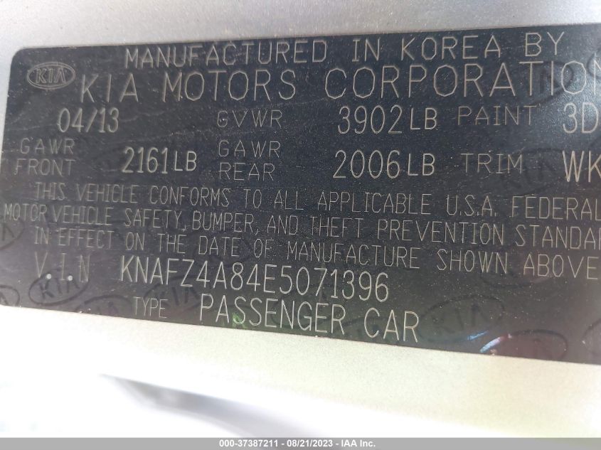 2014 KIA FORTE EX - KNAFZ4A84E5071396
